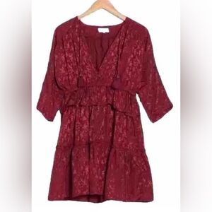 NSR -Kenny Satin Jacquard Dress-Women’s Size: Medium- Color: Burgundy-NEW!!